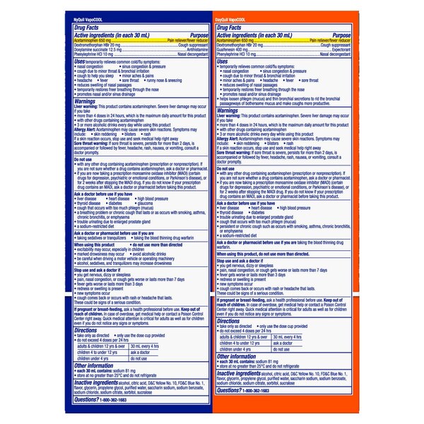 Vicks DayQuil and NyQuil VapoCOOL Severe Cold & Flu, + Congestion Liquid Relief Combo Pack, 2 12 OZ bottles