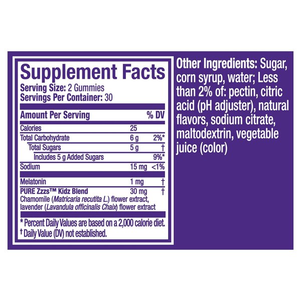 Pure ZZZ's Kidz Melatonin + Chamomile & Lavender Gummies, 60 CT