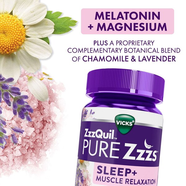 ZzzQuil PURE Zzzs Sleep+ Muscle Relaxation Melatonin Sleep Aid Gummies, 42CT