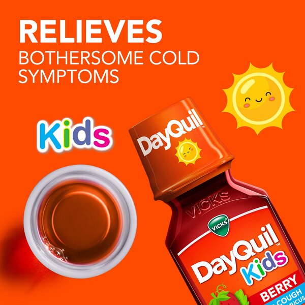 VICKS DayQuil Kids Berry Cold & Cough + Mucus Multi-Symptom Relief, Daytime Relief, 8 FL OZ