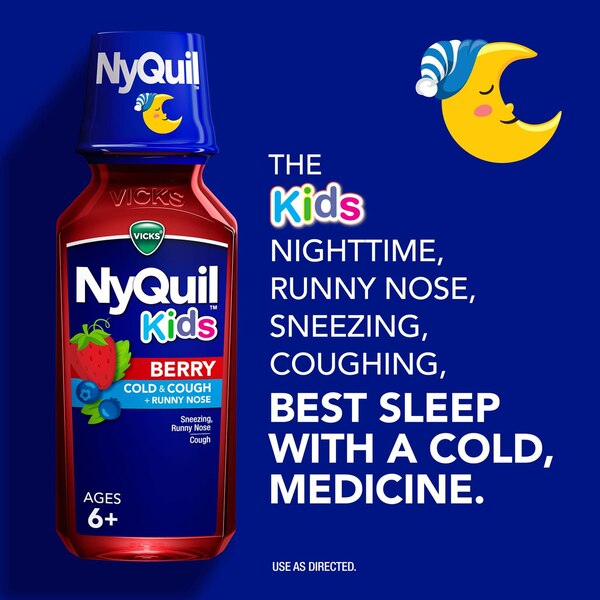 VICKS DayQuil & NyQuil Kids Berry Cold & Cough Medicine Combo Pack, Daytime & Nighttime Relief, 2 8 FL OZ Bottles