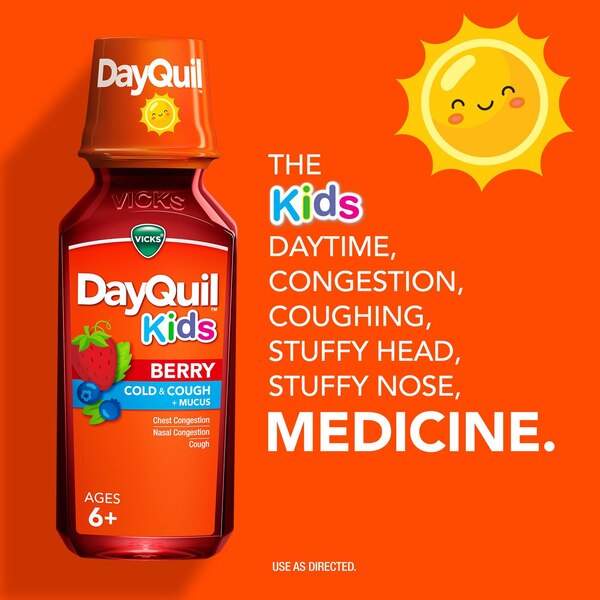 VICKS DayQuil & NyQuil Kids Berry Cold & Cough Medicine Combo Pack, Daytime & Nighttime Relief, 2 8 FL OZ Bottles