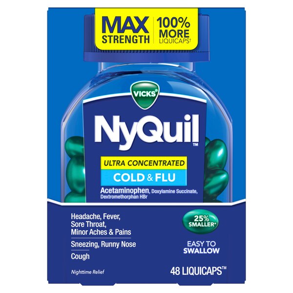 NyQuil Ultra Concentrated Cold and Flu LiquiCaps, 48 CT