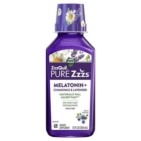 ZzzQuil Pure Zzzs Melatonin & Chamomile & Lavender, 12 FL OZ