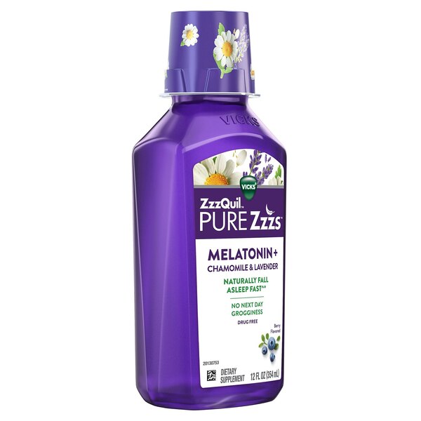 ZzzQuil Pure Zzzs Melatonin & Chamomile & Lavender, 12 FL OZ