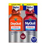 Vicks DayQuil & NyQuil Cold & Flu Sugar Free Relief Liquid Combo for Diabetics, 2 x 12 OZ, thumbnail image