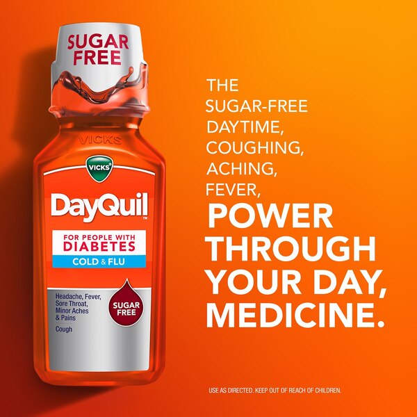 Vicks DayQuil & NyQuil Cold & Flu Sugar Free Relief Liquid Combo for Diabetics, 2 x 12 OZ