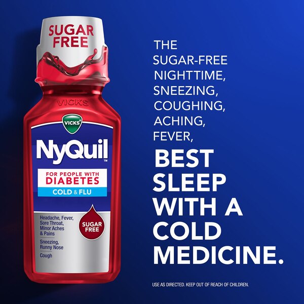 Vicks DayQuil & NyQuil Cold & Flu Sugar Free Relief Liquid Combo for Diabetics, 2 x 12 OZ
