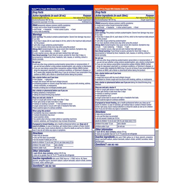 Vicks DayQuil & NyQuil Cold & Flu Sugar Free Relief Liquid Combo for Diabetics, 2 x 12 OZ