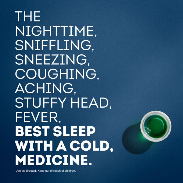 Vicks NyQuil - Jarabe para síntomas graves de resfriado y gripe, de uso nocturno, con sabor