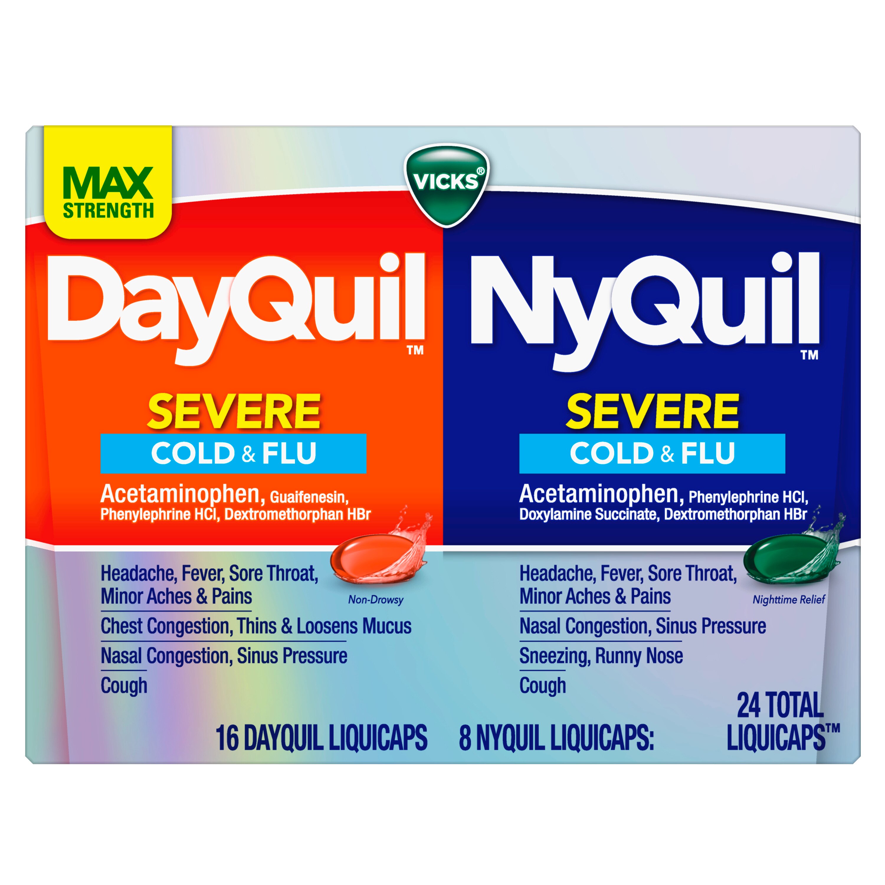 DayQuil and NyQuil SEVERE Cold and Flu Relief LiquiCaps Combo Pack, 24 CT