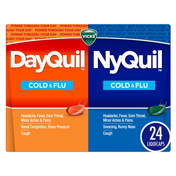 Vicks DayQuil and NyQuil Severe Cold, Flu and Congestion LiquiCaps, 24 CT