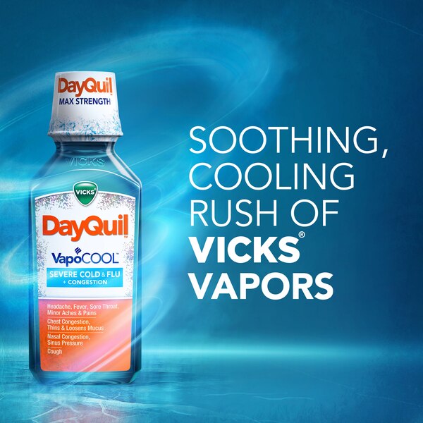 Vicks DayQuil VapoCOOL Severe Cold & Flu + Congestion Liquid, 12 OZ