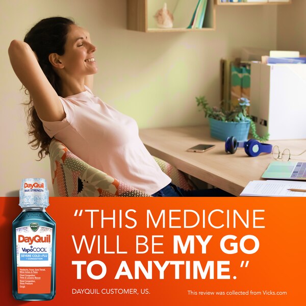 Vicks DayQuil VapoCOOL Severe Cold & Flu + Congestion Liquid, 12 OZ