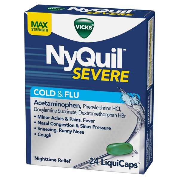Vicks NyQuil Severe Cold & Flu LiquiCaps, 24 CT