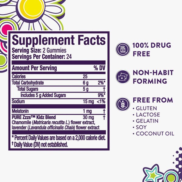 Pure Zzzs Kidz Melatonin + Chamomile & Lavender Gummies