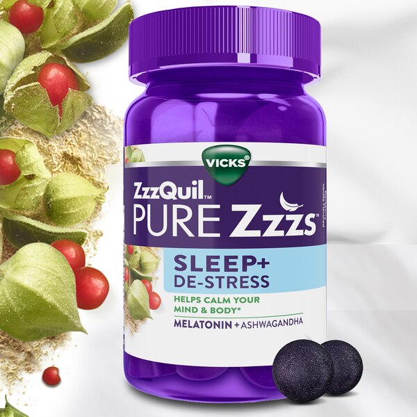 Vicks PURE Zzzs De-Stress & Sleep Melatonin Gummies, 42 CT