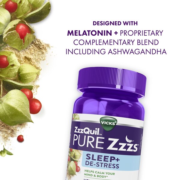 Vicks PURE Zzzs De-Stress & Sleep Melatonin Gummies, 42 CT