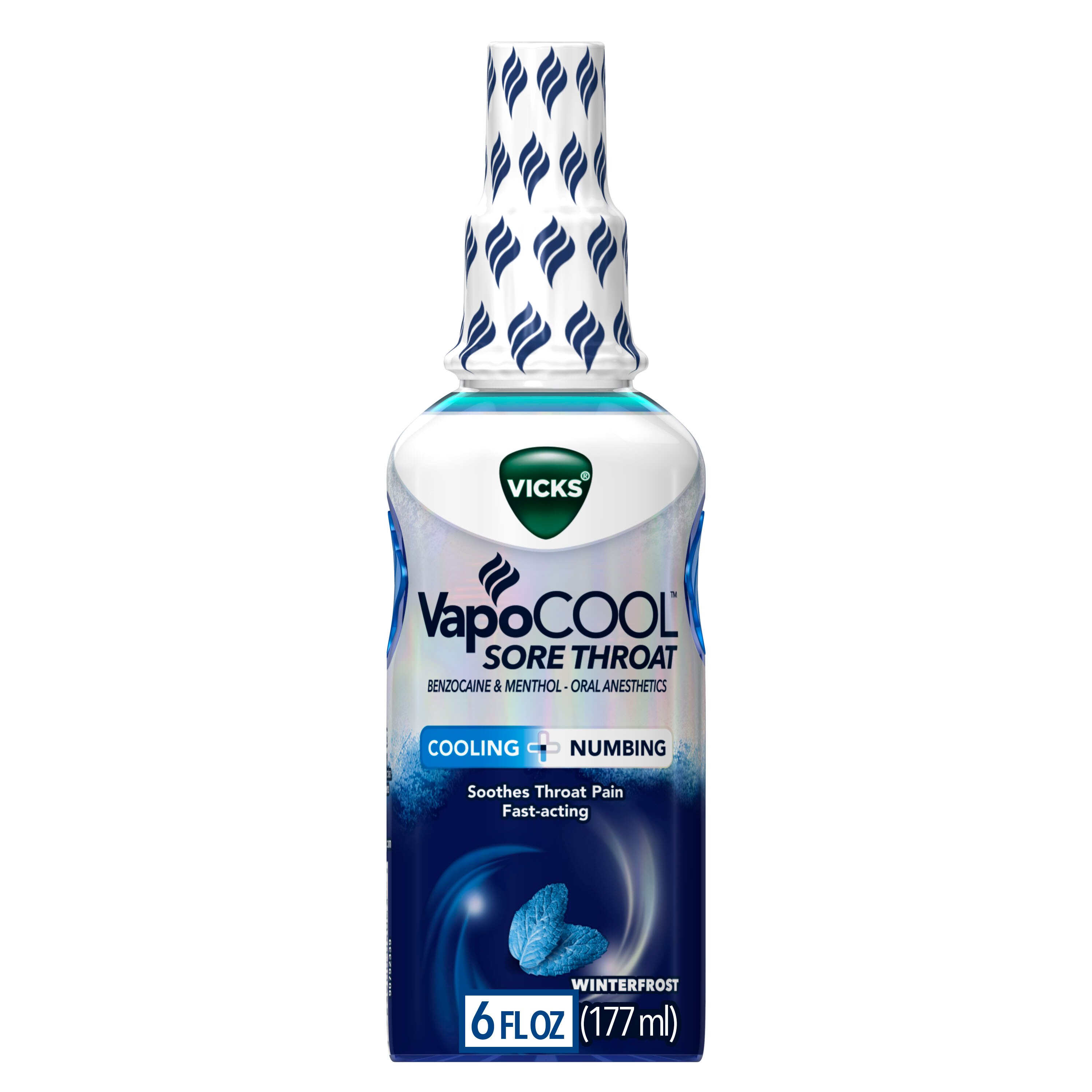 Vicks VapoCool - Spray para el dolor de garganta de rápida acción, alivia el dolor de garganta, calmante y frescura potente, Winterfrost, 6 oz