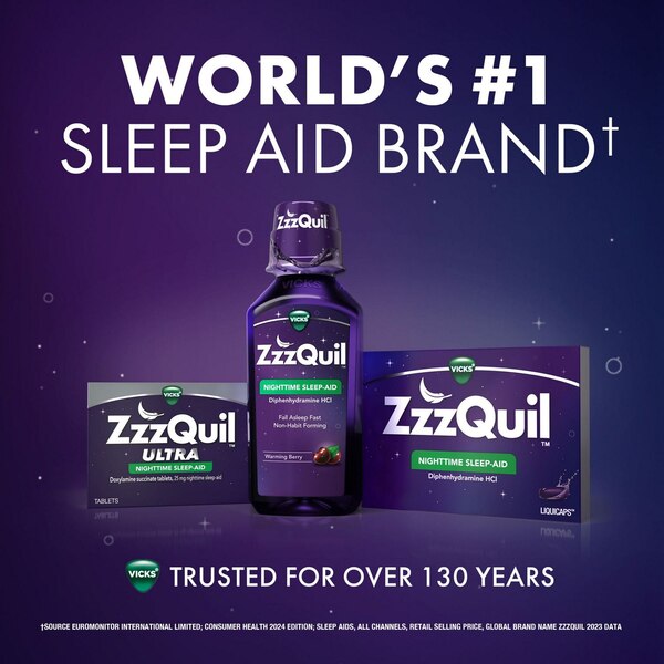 ZzzQuil Nighttime Pain Relief Sleep Aid Liquid, Midnight Berry, 12 FL OZ
