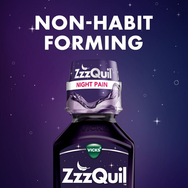 ZzzQuil Nighttime Pain Relief Sleep Aid Liquid, Midnight Berry, 12 FL OZ, 2 Pack
