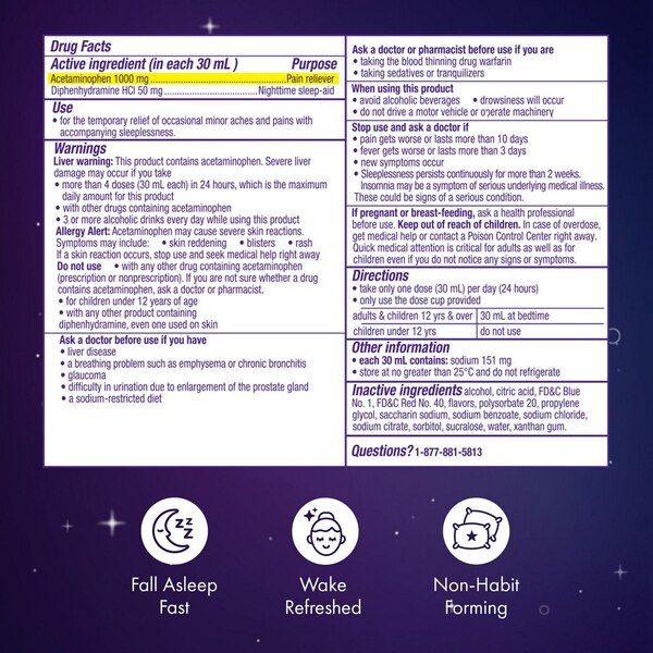 ZzzQuil Nighttime Pain Relief Sleep Aid Liquid, Midnight Berry, 12 FL OZ, 2 Pack
