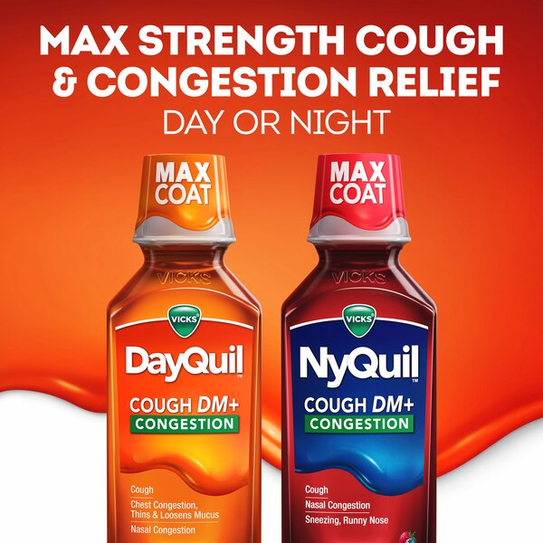 Vicks NyQuil Cough DM + Congestion Liquid, Berry, 12 OZ