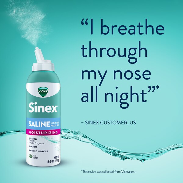 Vicks Sinex Moisturizing Saline Nasal Spray, 5 OZ
