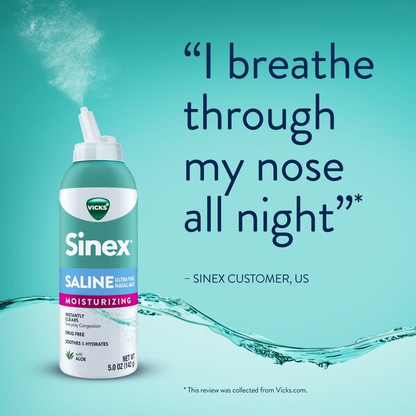 Vicks Sinex Moisturizing Saline Nasal Spray, 5 OZ