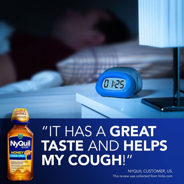 Vicks NyQuil Severe Cold & Flu Liquid, Honey, 12 OZ