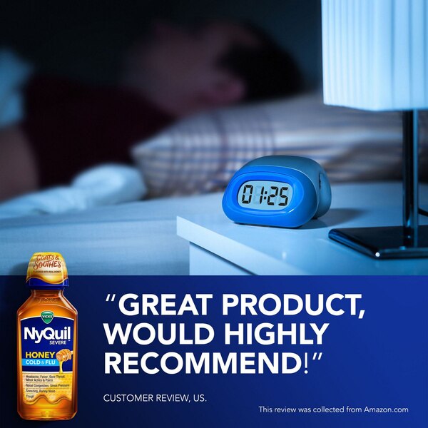 Vicks NyQuil Severe Cold & Flu Liquid, Honey, 12 OZ