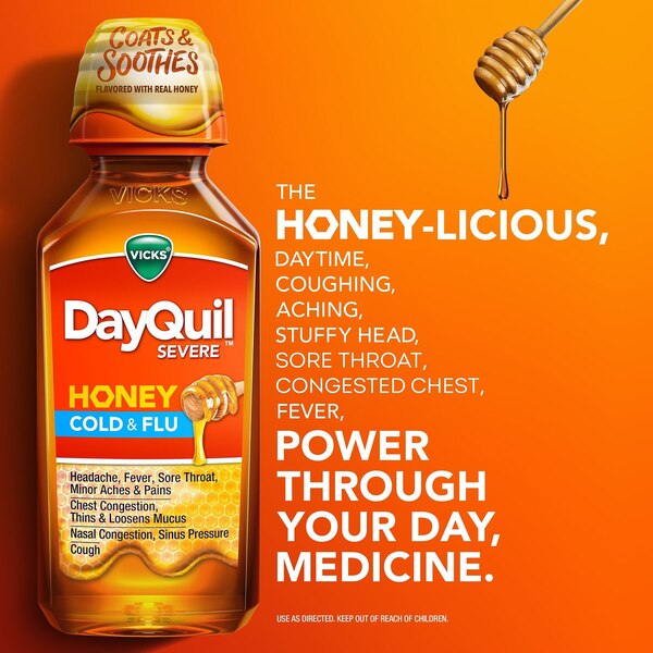 Vicks DayQuil Severe Cold & Flu Liquid, Honey, 12 OZ