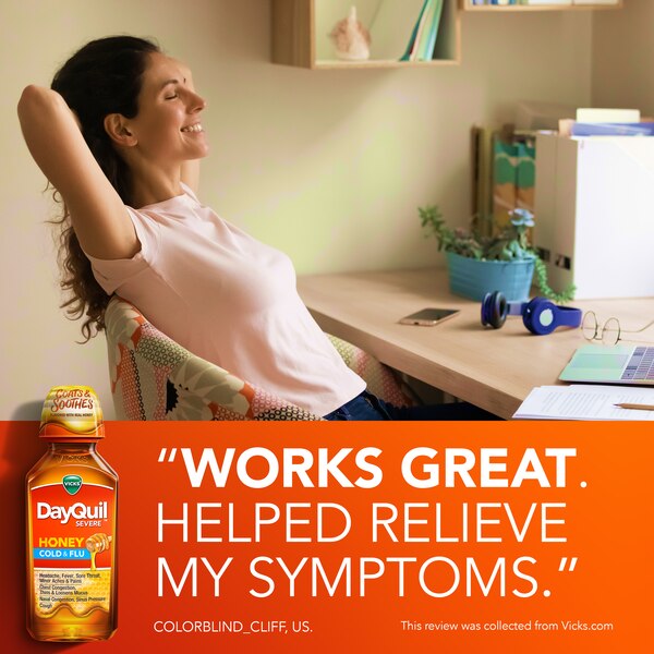 Vicks DayQuil Severe Cold & Flu Liquid, Honey, 12 OZ