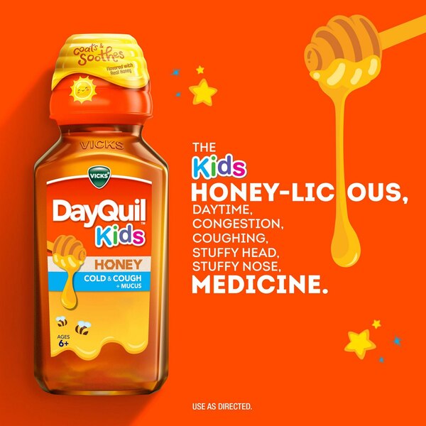 Vicks DayQuil Kids Cold & Cough + Mucus Liquid, Honey, 8 OZ
