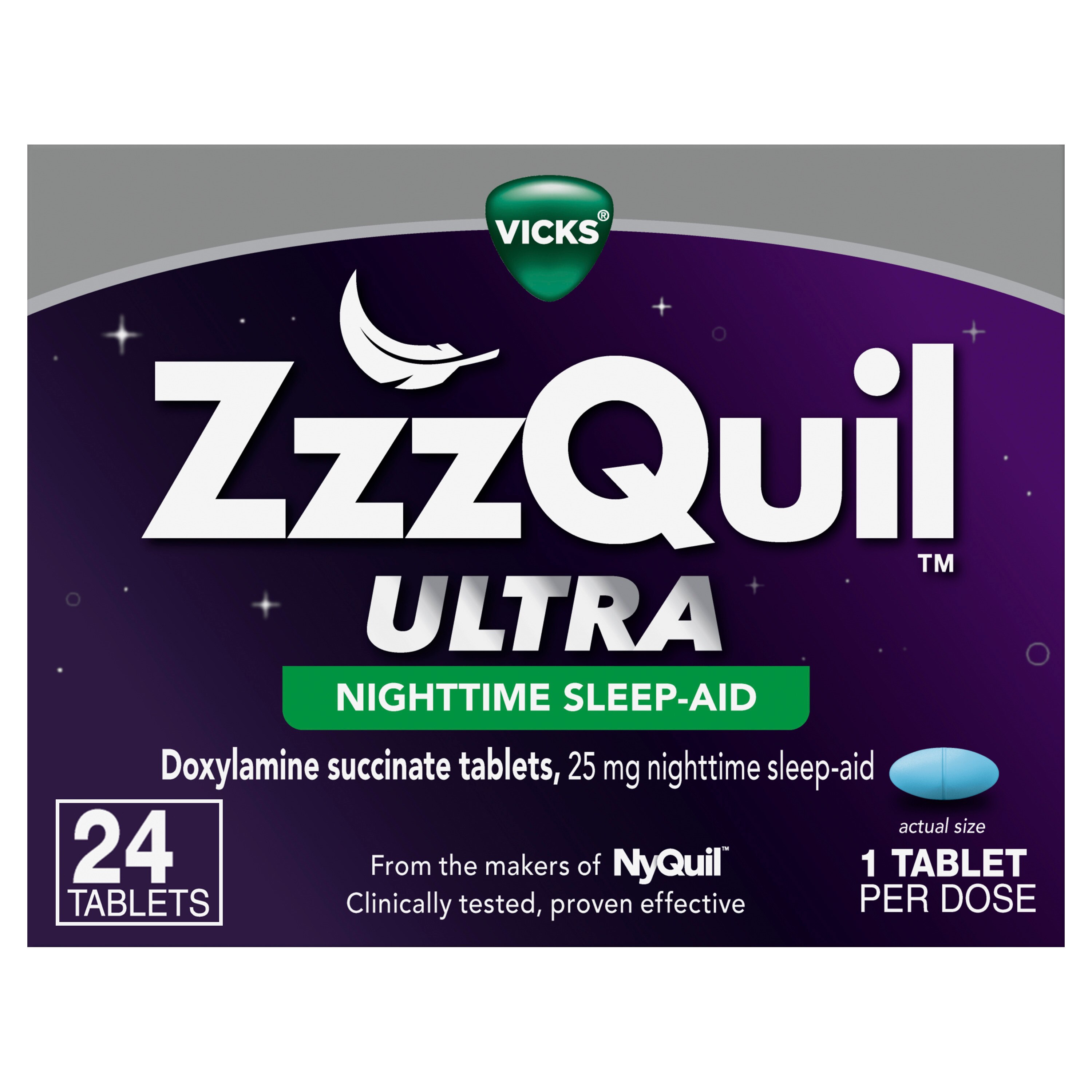 ZzzQuil Ultra Nighttime, Sleep Aid Tablets, Doxlyamine Succinate, For Adult Occassional Sleeplessness, 24 CT