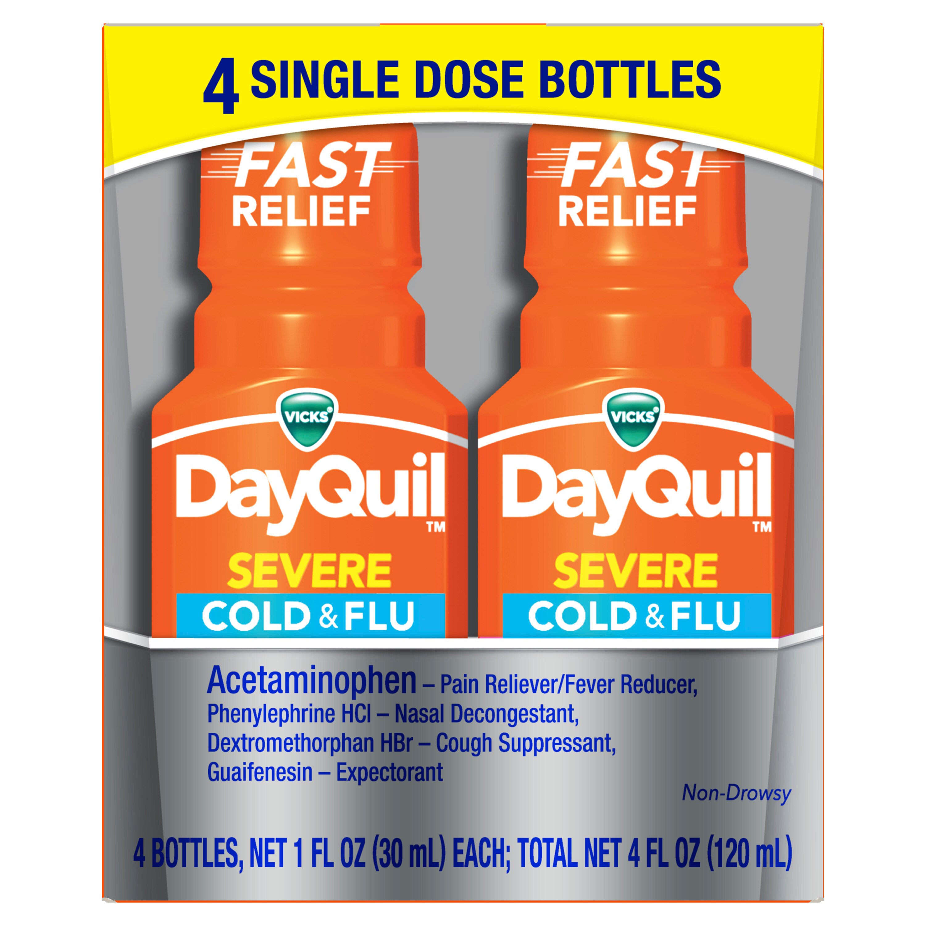 DayQuil Severe Solo Value Pack Max Strength Cold and Flu Relief, 4 CT