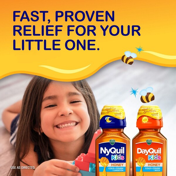 Vicks DayQuil and NyQuil Kids Cold & Cough + Mucus and Congestion Combo Pack, Honey, 2 8 OZ bottles