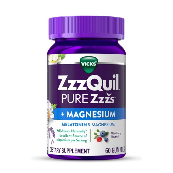 ZzzQuil PURE Zzz's Sleep + Mag with Ashwagandha, Tart Cherry, 60 Gummies
