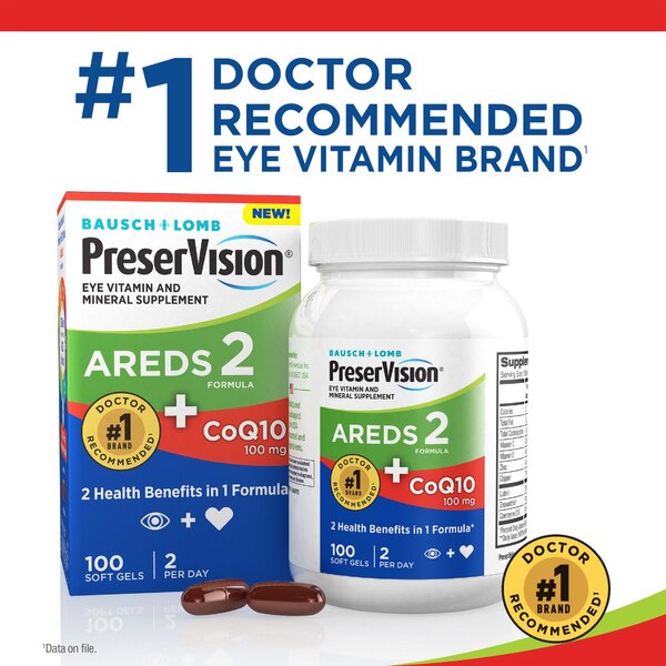 PreserVision AREDS 2 Formula + CoQ10 Vitamin & Mineral Supplement Soft Gels, 100 CT