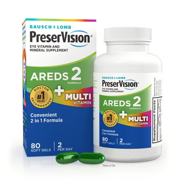 PreserVision AREDS 2 Formula + MultiVitamin, Vitamin & Mineral Supplement, 80 CT