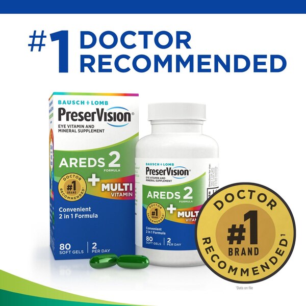 PreserVision AREDS 2 Formula + MultiVitamin, Vitamin & Mineral Supplement, 80 CT