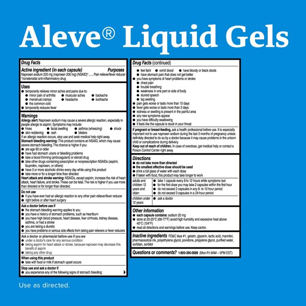 Aleve Liqui-Gels Naproxen Sodium Capsules