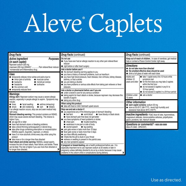 Aleve Easy Open Arthritis Cap Pain Relief Naproxen Sodium 220MG (NSAID) Caplets