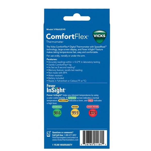 Vicks® ComfortFlex Thermometer with Fever InSight