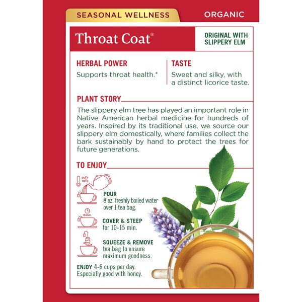 Traditional Medicinals Organic Throat Coat Herbal Tea, 16 ct, 1.13 oz