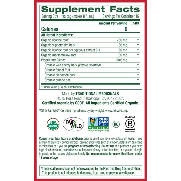 Traditional Medicinals Organic Throat Coat Herbal Tea, 16 ct, 1.13 oz