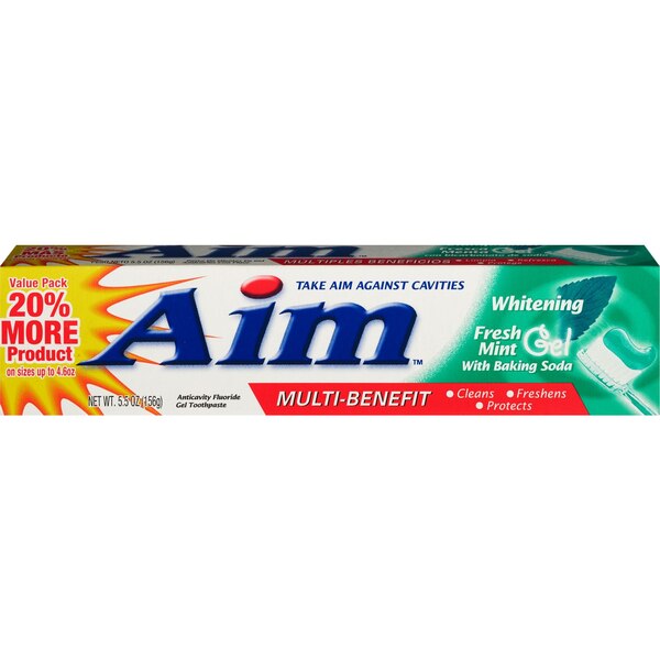 Aim Whitening Toothpaste with Baking Soda, Fresh Mint, 5.5 OZ