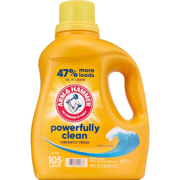 Arm & Hammer HE Liquid Laundry Detergent, Clean Burst Scent, 105 oz