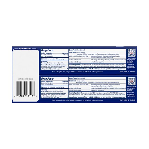 Arm and Hammer Advance White Anticavity Fluoride Toothpaste, Clean Mint, 6 OZ, 2 Pack