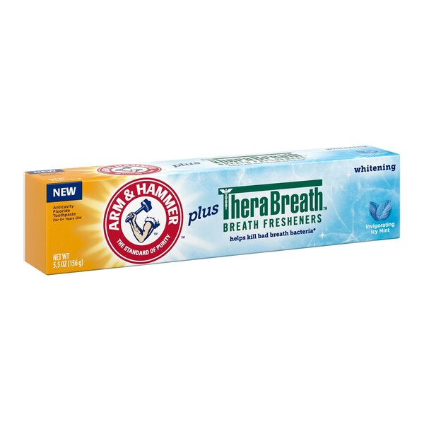 Arm and Hammer Plus Therabreath Whitening Toothpaste, Invigorating Icy Mint, 5.5 OZ